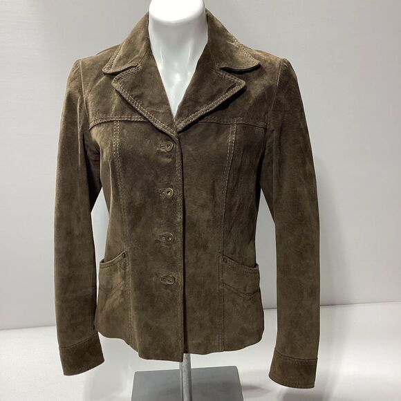 Anonymous By John Carlisle Suede Leather Coat Olive Green Small - Picture 12 of 12